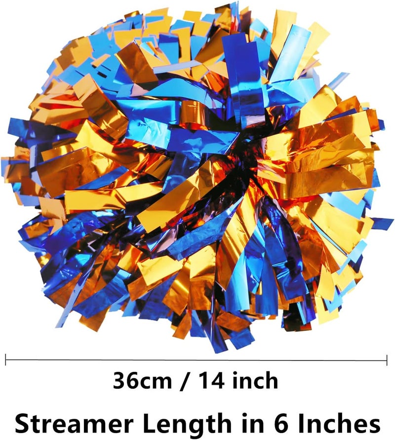 GUIFIER 2 Pack 6 Inches Metallic Cheerleading Pom Poms, Cheer Pom Pom with Baton Handle, Pompoms Cheerleader for Kids Girls Cheering Squad - Image 2
